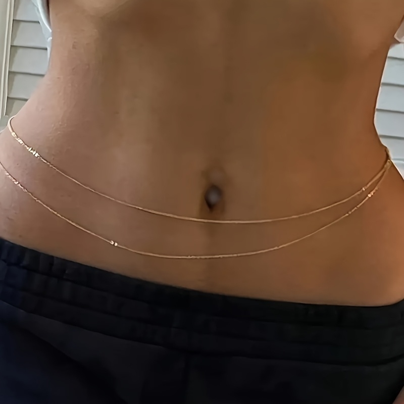 Body Jewelry For You - 1Double-Layer Gold Metal Waist Chain Belt