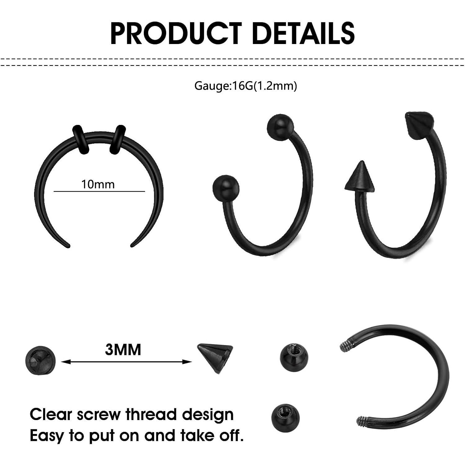15Pcs Set Septum Nose Rings wi - Body Jewelry Replacement Ball review and price