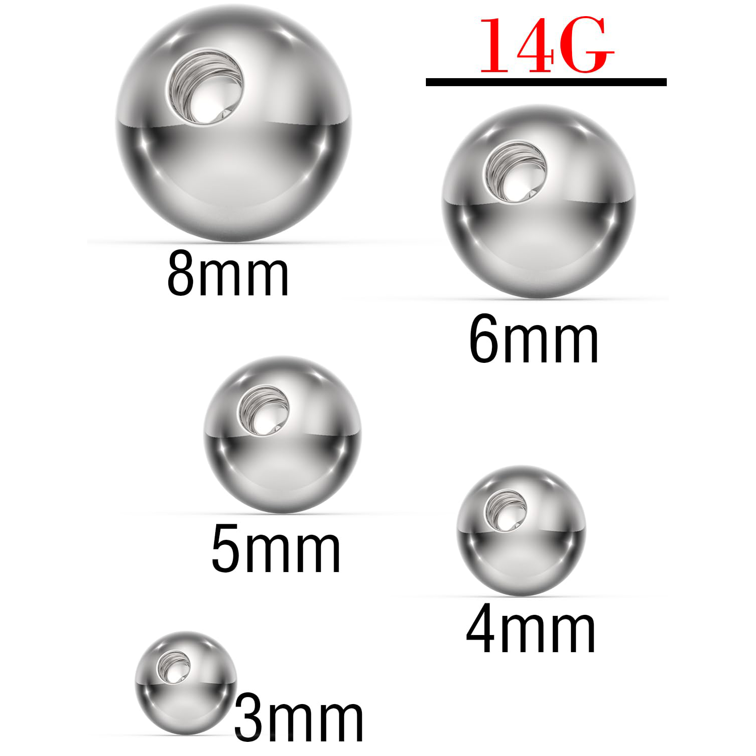 14G 3mm 4mm 5mm 6mm 8mm Extern - Body Jewelry Replacement Ball review and price