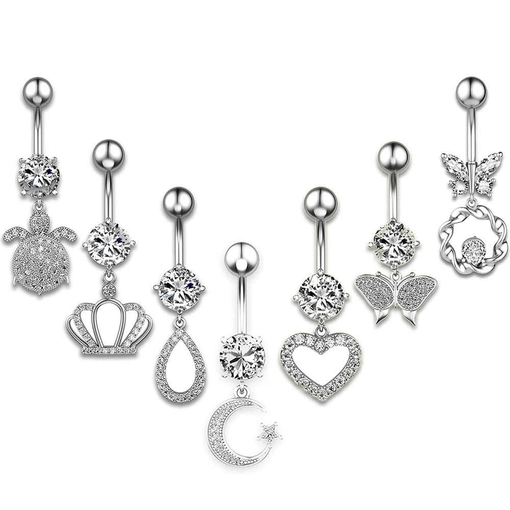 7pcs/lot Crystal Belly Button  - Body Jewelry Surgical Steel review and price