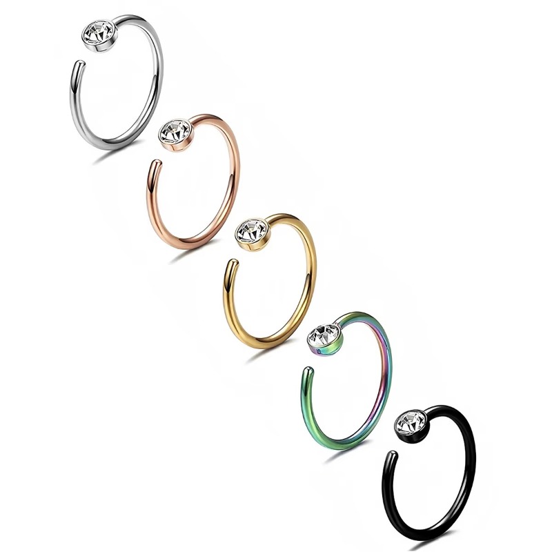 5pcs 18G Nose Rings C-Shaped N - Body Jewelry Surgical Steel review and price