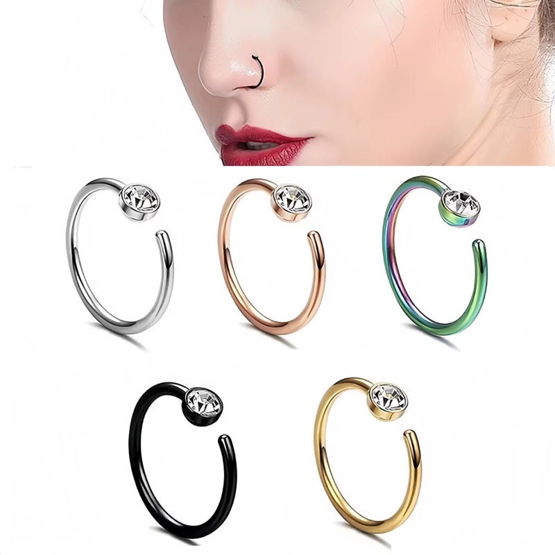 5pcs 18G Nose Rings C-Shaped N - Body Jewelry Surgical Steel review and price