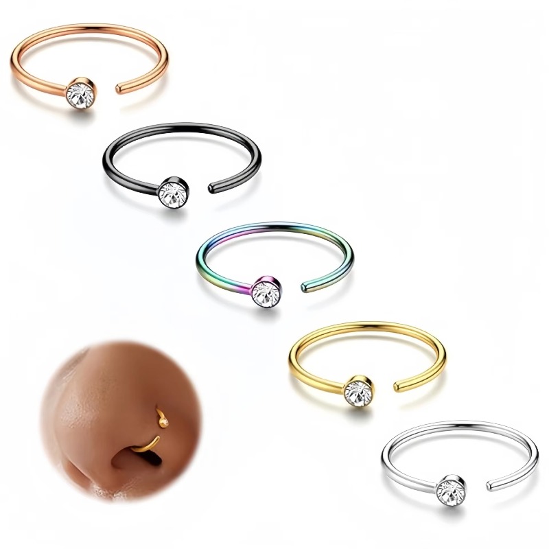 5pcs 18G Nose Rings C-Shaped N - Body Jewelry Surgical Steel review and price
