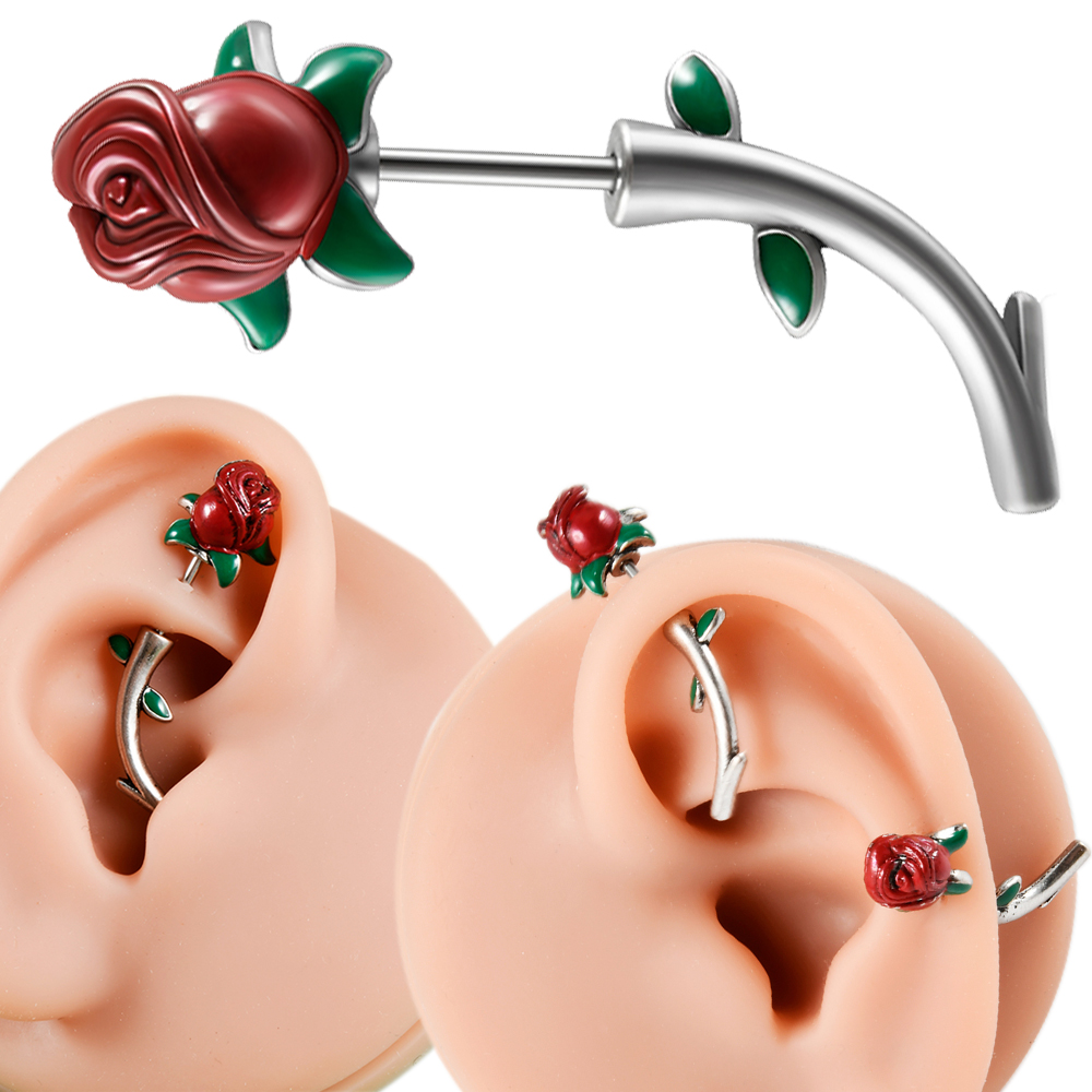 1PC Surgical Steel  Red Rose F - Body Jewelry Surgical Steel review and price