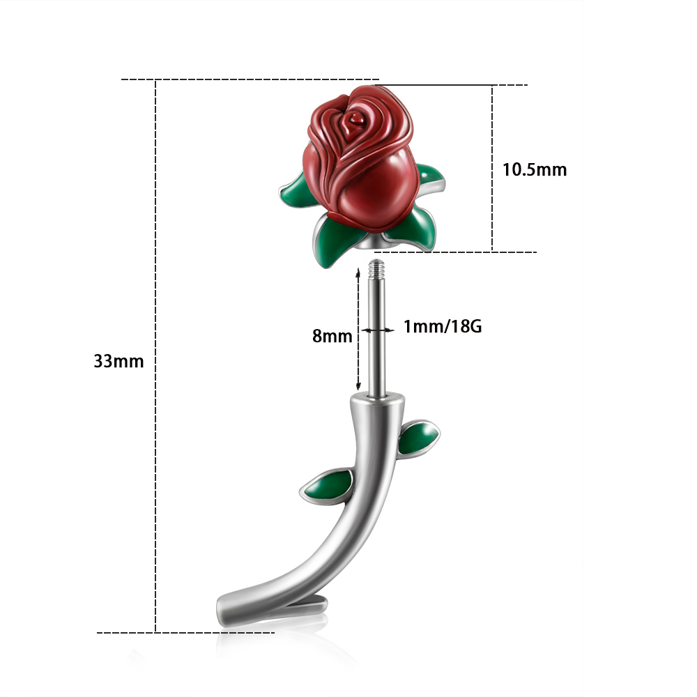 1PC Surgical Steel  Red Rose F - Body Jewelry Surgical Steel review and price