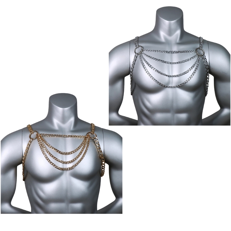 Men's Sexy Metal Body Chest Ch - Body Jewelry Necklace review and price