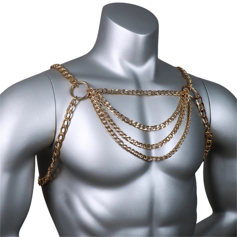 Men's Sexy Metal Body Chest Ch - Body Jewelry Necklace review and price