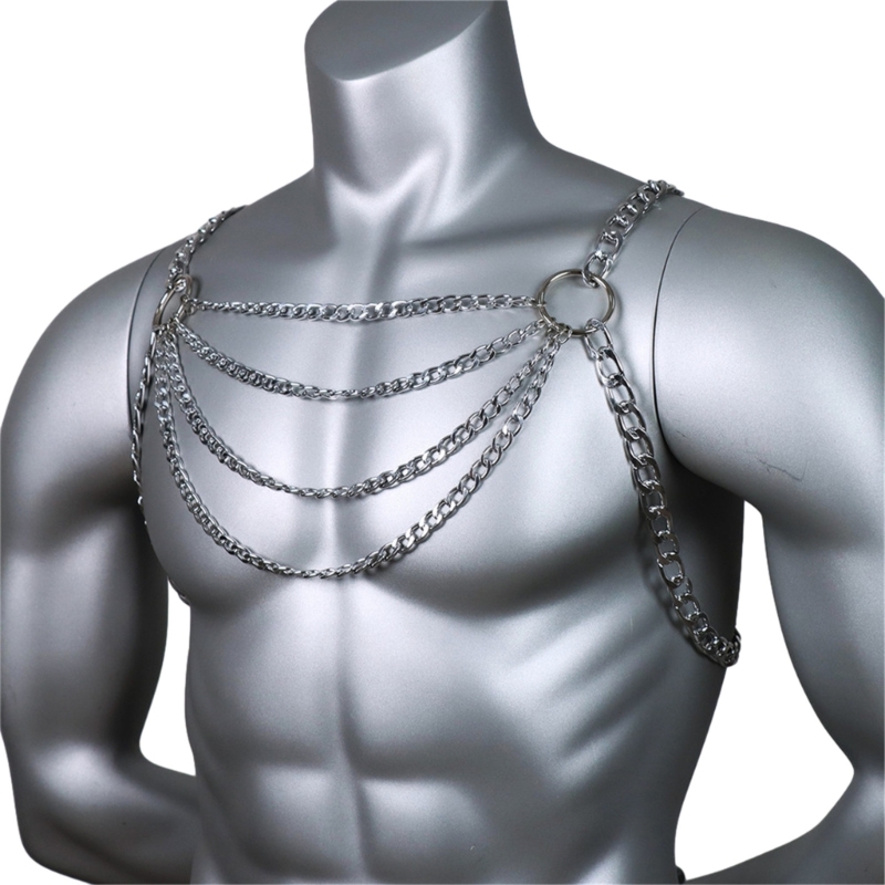 Men's Sexy Metal Body Chest Ch - Body Jewelry Necklace review and price