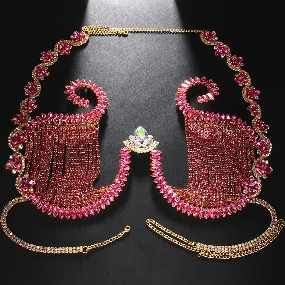 Rave Pink Crystal Chest Bracke - Body Jewelry Retainers review and price