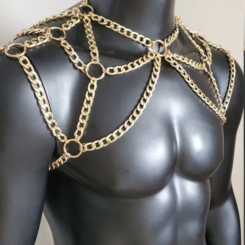 Punk Men Shoulder Body Chain B - Body Jewelry Necklace review and price