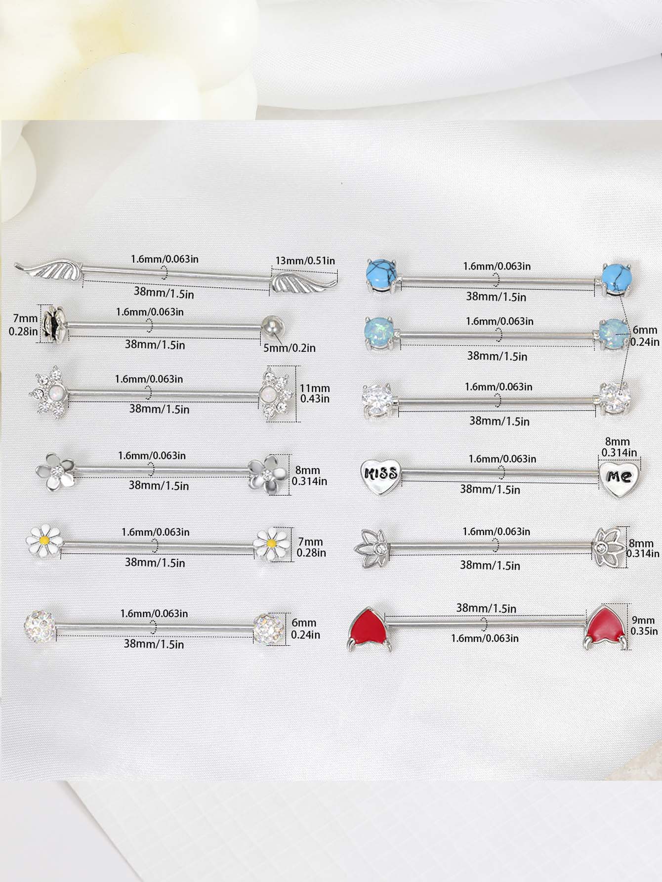 16G Arrows Hearts Industrial B - Body Jewelry Surgical Steel review and price